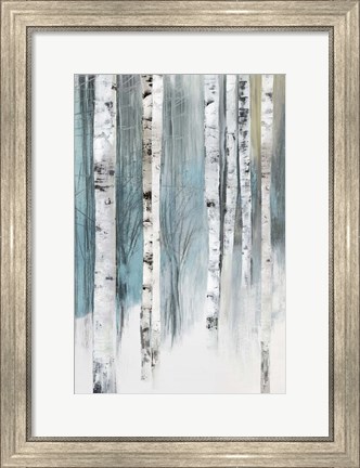 Framed Tree Trunks Blue Print