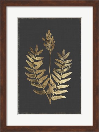 Framed Botanical Gold on Black III Print