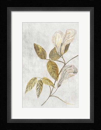 Framed Botanical Gold on White III Print