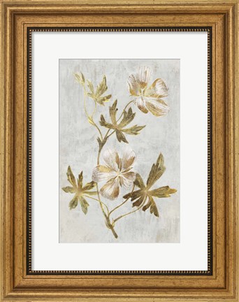 Framed Botanical Gold on White IV Print