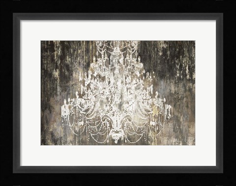 Framed White Chandelier on Ebony Print