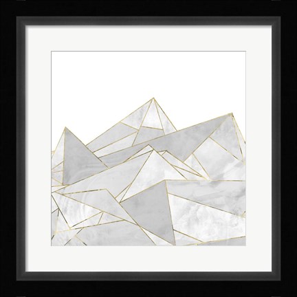 Framed Marbled Geo Mountains I Print