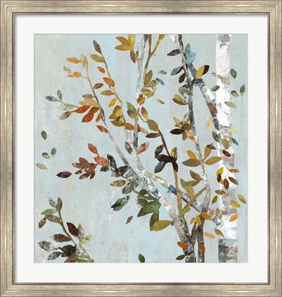 Framed Birch with Leaves II Print