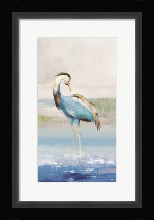Framed Heron on the Beach I Print