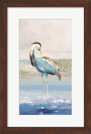 Framed Heron on the Beach I Print