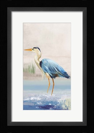 Framed Heron on the Beach II Print