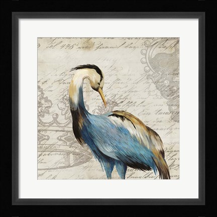 Framed Heron I Print