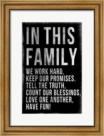 Framed Family Rules Chalkboard Print