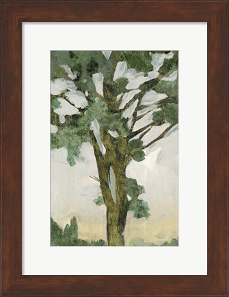 Framed Green Tree Line I Print