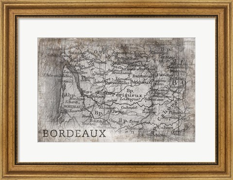 Framed Bordeaux Map White Print