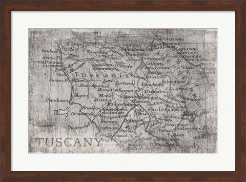 Framed Tuscany Map White Print