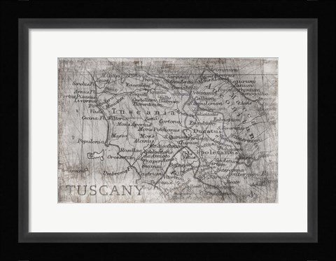 Framed Tuscany Map White Print