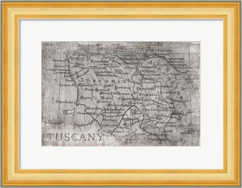 Framed Tuscany Map White Print