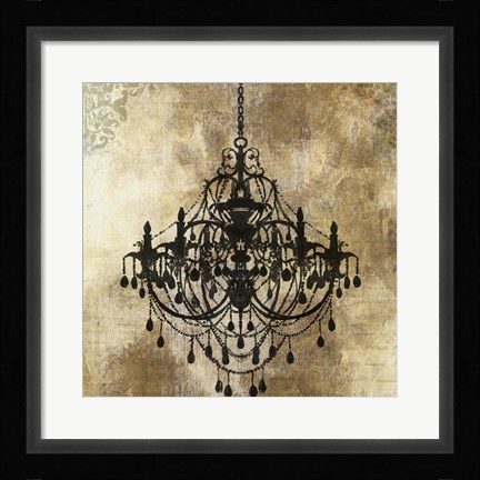 Framed Chandelier Gold I Print
