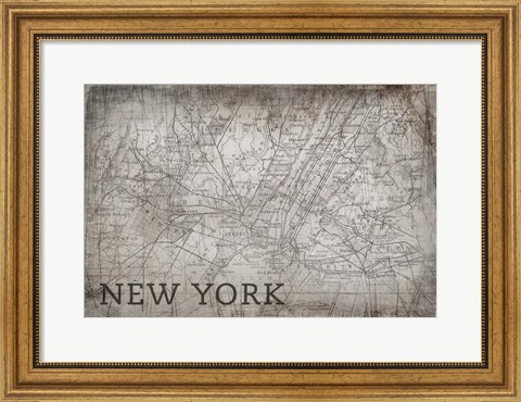 Framed New York Map White Print
