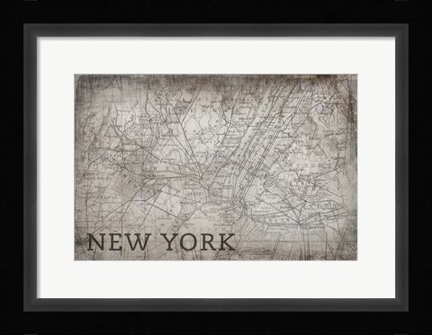 Framed New York Map White Print