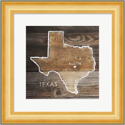 Framed Texas Rustic Map Print