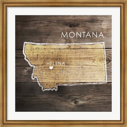 Framed Montana Rustic Map Print