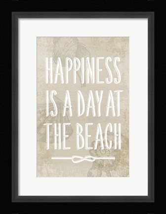 Framed Happiness is a day at the Beach Print