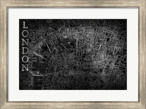 Framed Map London Black Print