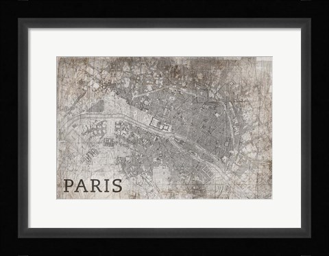 Framed Map Paris White Print