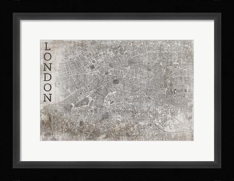 Framed Map London White Print