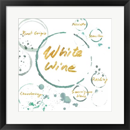 Framed White Wine Gold Print