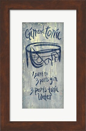 Framed Gin and Tonic Blue Print