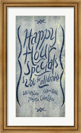 Framed Happy Hour Blue Print