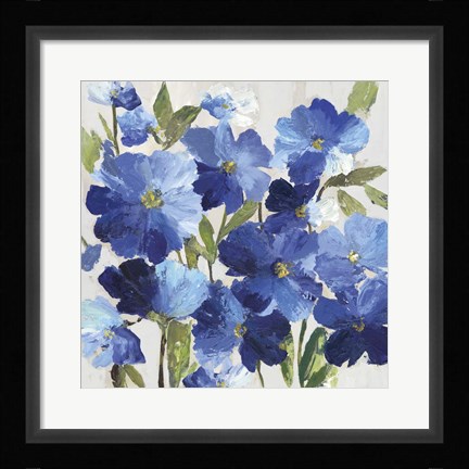 Framed Cobalt Poppies I Print
