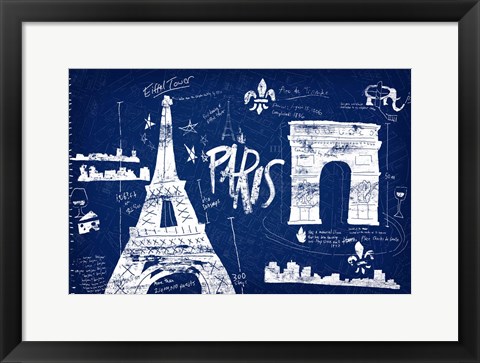 Framed Paris Blue Print
