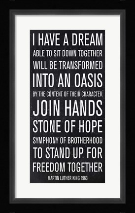 Framed Martin Luther King speech Print