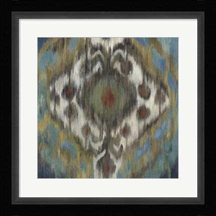 Framed Peacock Ikat Print