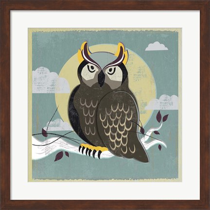 Framed Perched Owl Print
