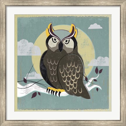 Framed Perched Owl Print