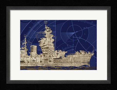 Framed Blueprint Submarine I Print
