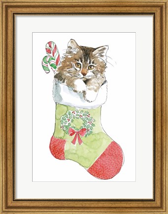 Framed Christmas Kitties IV Print