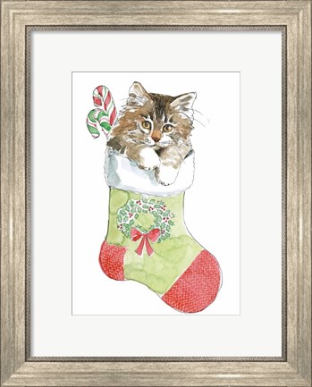 Framed Christmas Kitties IV Print