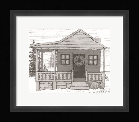 Framed Fall Cabin I Print