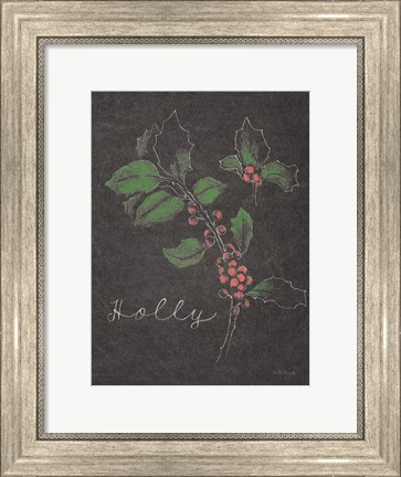 Framed Chalkboard Christmas Greenery II Print