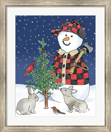 Framed Lodge Snowmen IV Print