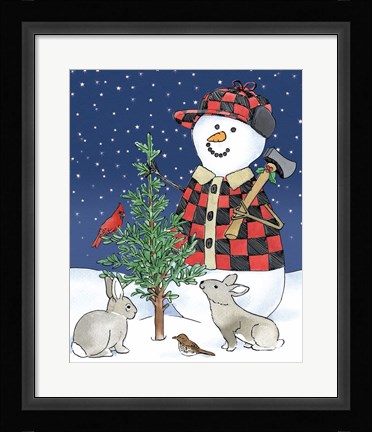 Framed Lodge Snowmen IV Print