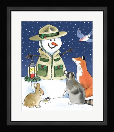 Framed Lodge Snowmen III Print