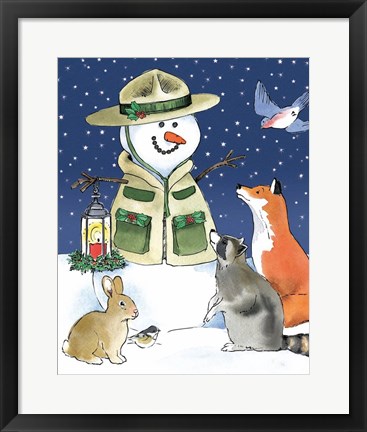Framed Lodge Snowmen III Print