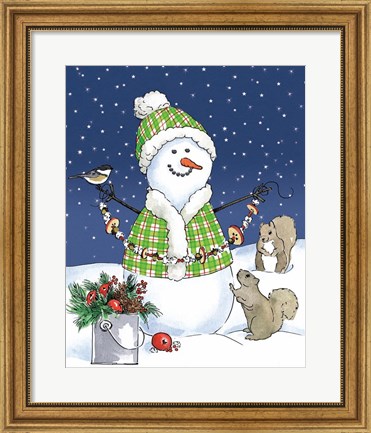 Framed Lodge Snowmen I Print