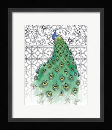 Framed Garden Peacocks II Print