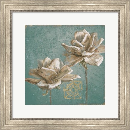 Framed Seed Pod II no Words Turquoise Print