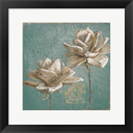 Framed Seed Pod II no Words Turquoise Print