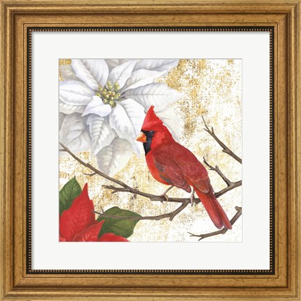 Framed Winter Birds Cardinal Print