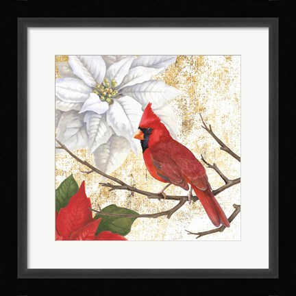 Framed Winter Birds Cardinal Print